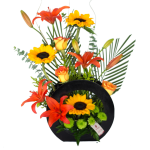 arreglos florales con girasoles y lirios en quito
